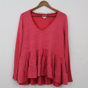 Anthropologie Deletta Hot Pink Long Sleeve Top - image 1